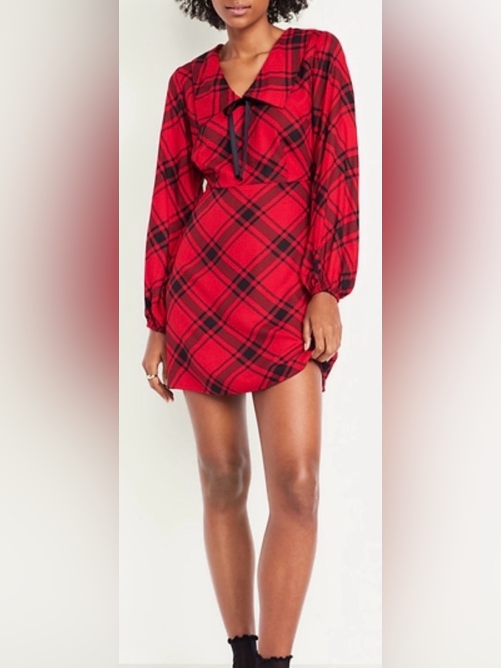 Old Navy Fit & Flare Long-Sleeve Crepe Mini Dress, sz M Tall